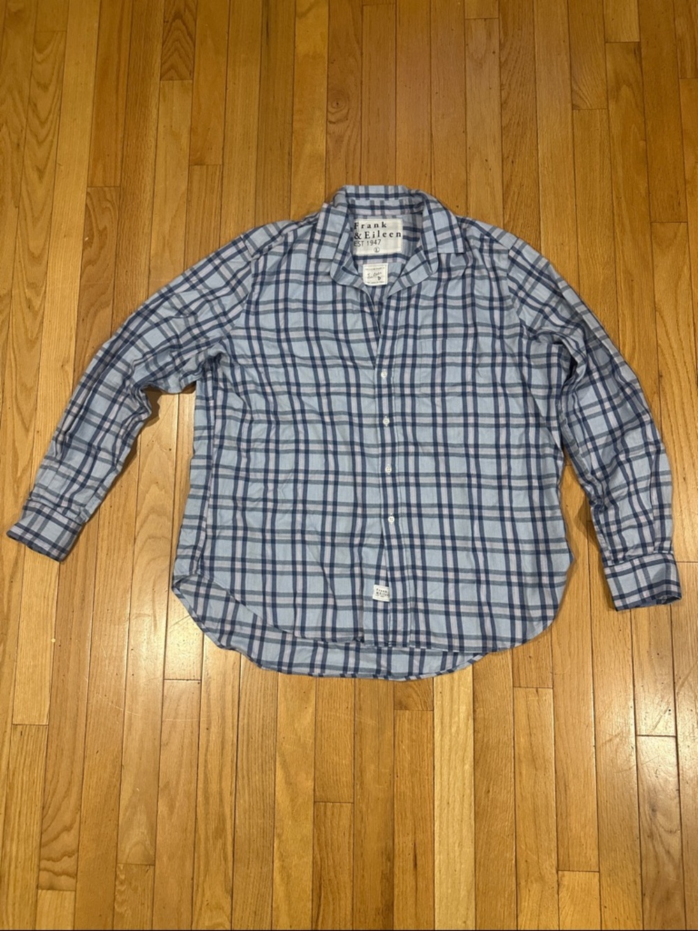 Frank & Eileen Light Blue & Navy Plaid Button-Down Shirt (BRAND NEW)